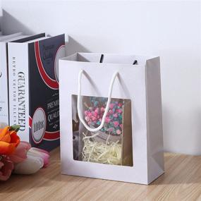 img 2 attached to 🎁 Versatile Kraft Paper Bag with Window: White Gift, Flower Bouquet, Cookies, Christmas Candy - 10 PCS Bulk Size (7.8x6.3x3.2inch)