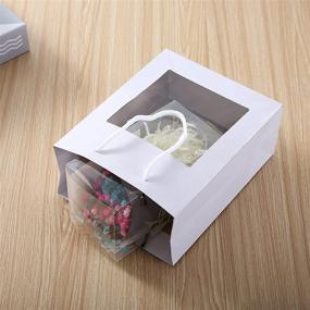 img 1 attached to 🎁 Versatile Kraft Paper Bag with Window: White Gift, Flower Bouquet, Cookies, Christmas Candy - 10 PCS Bulk Size (7.8x6.3x3.2inch)