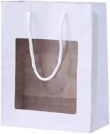 🎁 versatile kraft paper bag with window: white gift, flower bouquet, cookies, christmas candy - 10 pcs bulk size (7.8x6.3x3.2inch) logo