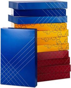 img 4 attached to 🎁 Hallmark 12 Ct Colorful Shirt Boxes for Christmas, Hanukkah, Valentine's Day, Birthdays - Red, Blue, Yellow, Geometric Patterns