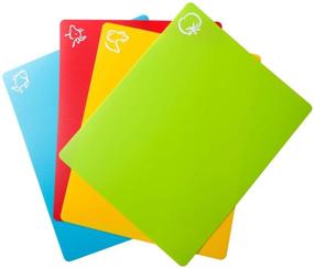 img 4 attached to 🔪 Carrollar Color-Coded Flexible Plastic Cutting Board Mats with Food Icons, Non-Slip Backing, Set of 4