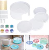 high-quality coaster resin mold set with silicone storage box - 4 round coaster molds for epoxy resin casting, cups mats, and home decoration logo