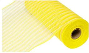 img 2 attached to 🎀 10-Inch Poly Jute Deco Mesh Ribbon in Yellow & Ivory Thin Stripe - 10 Yards (30 Feet) Long