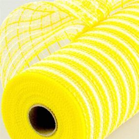 img 1 attached to 🎀 10-Inch Poly Jute Deco Mesh Ribbon in Yellow & Ivory Thin Stripe - 10 Yards (30 Feet) Long