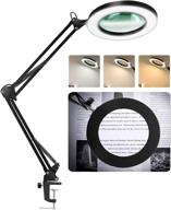 🔍 lancosc magnifying desk lamp - 8 diopter, 5x real glass lens, 3 color modes, stepless dimmable, adjustable swivel arm with clamp, led magnifier light and stand for crafts, reading, close work - black логотип