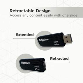 img 2 attached to 💪 Флеш-накопитель Gigastone V30 USB2.0 на 64 ГБ с выдвижным механизмом - дизайн в углеродном стиле, надежная производительность и долговечность.