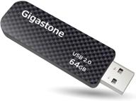 💪 gigastone v30 64gb usb2.0 flash drive with retractable sliding design - carbon fiber style thumb drive, reliable performance & durability logo