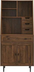 img 1 attached to 🖥️ Walker Edison Dark Walnut Secretary Hutch Wood Desk: 64-Inch, Keyboard Drawer, Bookshelf Storage, Home Office Cabinet