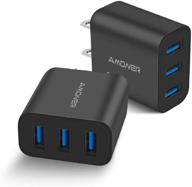 🔌 зарядное устройство amoner: улучшенное 2pack 15w 3-портовое usb-зарядное устройство для iphone, galaxy, note и других устройств. логотип