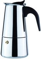 premium 6-cup stovetop espresso maker: italian moka coffee pot - top grade polished stainless steel coffee percolator with permanent filter and heat resistant handle for home and office use logo