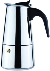 img 4 attached to Premium 6-Cup Stovetop Espresso Maker: Italian Moka Coffee Pot - Top Grade Polished Stainless Steel Coffee Percolator with Permanent Filter and Heat Resistant Handle for Home and Office Use