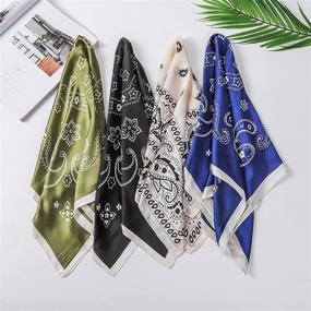 img 3 attached to Платок-бандана Feeling Scarves 27 дюймов квадратный женский аксессуар