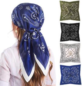 img 2 attached to Платок-бандана Feeling Scarves 27 дюймов квадратный женский аксессуар