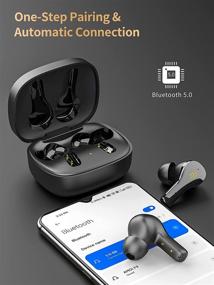 img 2 attached to 🎧 Immersive Stereo True Wireless Earbuds: Noise Cancelling, IPX7 Waterproof & USB-C Charging - Perfect for iPhone and Android (Black)