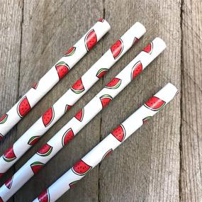 img 2 attached to 🍉 Watermelon Paper Straws - Red Green White - 7.75 Inches - 100 Pack - Outside the Box Papers Brand