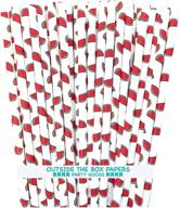 🍉 watermelon paper straws - red green white - 7.75 inches - 100 pack - outside the box papers brand logo