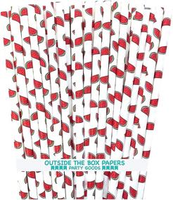 img 4 attached to 🍉 Watermelon Paper Straws - Red Green White - 7.75 Inches - 100 Pack - Outside the Box Papers Brand