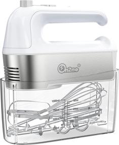 img 4 attached to 🔌 ON2NO Hand Mixer Electric: Powerful 450W Handheld Mixer with Turbo, 5-Speed Egg Beater Mixing, Eject Button, and 5 Accessories (Whisk, Beaters, Dough Hooks) in Measuring Storage Case