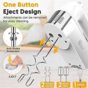 img 2 attached to 🔌 ON2NO Hand Mixer Electric: Powerful 450W Handheld Mixer with Turbo, 5-Speed Egg Beater Mixing, Eject Button, and 5 Accessories (Whisk, Beaters, Dough Hooks) in Measuring Storage Case