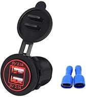 🔌 linkstyle waterproof dual usb charger socket: 12v 4.2a power outlet for car rv boat marine motorcycle mobile- red led indicator & dual charging ports logo