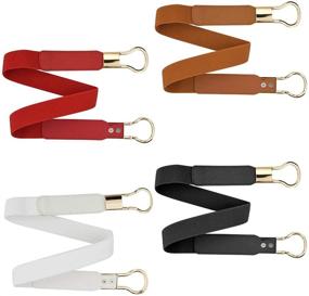 img 1 attached to 👗 Pack of 4 Women's Retro Waist Belts with Metal Buckles for Dresses (Black, Red, White, Khaki)