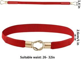 img 3 attached to 👗 Pack of 4 Women's Retro Waist Belts with Metal Buckles for Dresses (Black, Red, White, Khaki)