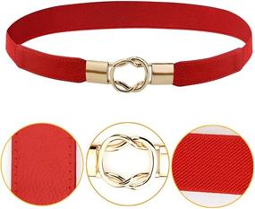 img 2 attached to 👗 Pack of 4 Women's Retro Waist Belts with Metal Buckles for Dresses (Black, Red, White, Khaki)