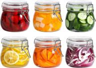 🍱 comsaf airtight glass canister set of 6 with lids - 17oz food storage jars for kitchen - clear preserving seal containers for canning, cereal, pasta, sugar, beans, spice логотип