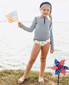 img 3 attached to 👶 RuffleButts Baby/Toddler Girls Long Sleeve Rash Guard 2 Piece Swimsuit Set with Sun Protection UPF 50+ and Zipper