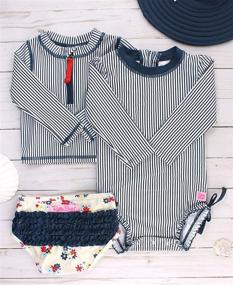 img 1 attached to 👶 RuffleButts Baby/Toddler Girls Long Sleeve Rash Guard 2 Piece Swimsuit Set with Sun Protection UPF 50+ and Zipper