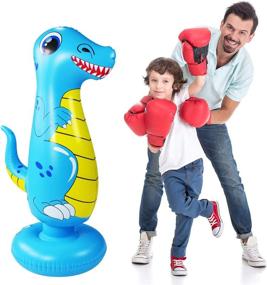 img 4 attached to 🥊 Inflatable Punching Bag for Kids - Free Standing Boxing Bag for Instant Bounce Back - Heavy Punching Bag for Karate and Taekwondo - Stress-Relieving Boxing Bag for Boys and Girls