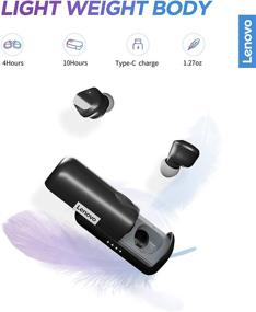 img 1 attached to 🎧 Lenovo True Wireless Earbuds Bluetooth 5.0: IPX5 Waterproof, USB-C Quick Charge, Built-in Mic - Perfect for Work, Travel, Gym (Black)