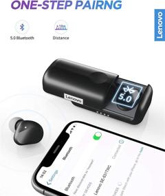 img 3 attached to 🎧 Lenovo True Wireless Earbuds Bluetooth 5.0: IPX5 Waterproof, USB-C Quick Charge, Built-in Mic - Perfect for Work, Travel, Gym (Black)