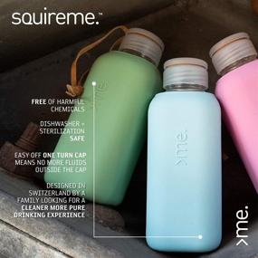 img 1 attached to SQUIREME. Y1 Glass Water Bottles 20 oz Pine Green - Reusable, Easy-Off Lid, Silicone Sleeve, Drinking Tumbler, Dishwasher Safe, Clear, BPA Free