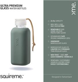 img 2 attached to SQUIREME. Y1 Glass Water Bottles 20 oz Pine Green - Reusable, Easy-Off Lid, Silicone Sleeve, Drinking Tumbler, Dishwasher Safe, Clear, BPA Free