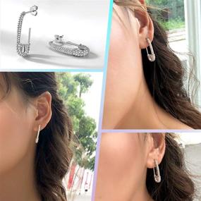 img 3 attached to 💫 Minimalist Sterling Silver Safety Pin Cartilage Earrings – Silvora Big Hoop Ear Rings for Women & Girls, Elegant Dangle Charms Jewelry