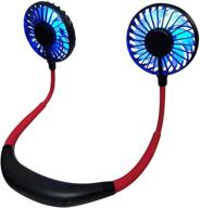 🌀 stay cool anywhere: portable sports neck hanging personal fan, usb rechargeable 2000mah – hands-free earphone design with led double wind head логотип