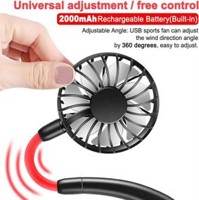 img 3 attached to 🌀 Stay Cool Anywhere: Portable Sports Neck Hanging Personal Fan, USB Rechargeable 2000mAh – Hands-Free Earphone Design with LED Double Wind Head