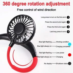 img 2 attached to 🌀 Stay Cool Anywhere: Portable Sports Neck Hanging Personal Fan, USB Rechargeable 2000mAh – Hands-Free Earphone Design with LED Double Wind Head