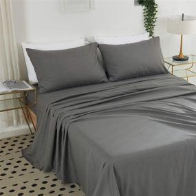 img 4 attached to AKK 4 Piece Queen Sheet Sets- Ultra Soft Microfiber Fitted Sheet Extra Deep Pocket - Dark Grey Bedding Sheets - Set of 4 - Up to 18 inches