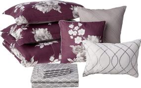 img 4 attached to Queen Size 10-Piece Style 212 Pieve Bed Ensemble Set with Garden Floral Peony Design