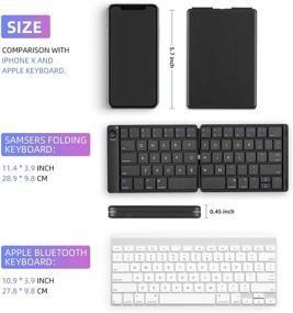 img 2 attached to 🔌 Wireless Portable Folding Keyboard, Samsers Multi-Device Bluetooth Keyboard, Ultra Slim Full Size Rechargeable Keyboard for IOS Android Windows phone Tablet, Laptop – Connect up to 3 Devices