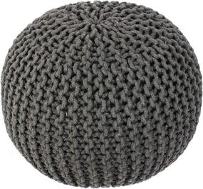 img 1 attached to Handcrafted Indian Artisans Round Footrest Stool: 100% Cotton Accent Pouffe for Comfortable Living Room, Bedroom, Nursery, and More- Gray (20x20x14 Inches)