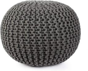 img 3 attached to Handcrafted Indian Artisans Round Footrest Stool: 100% Cotton Accent Pouffe for Comfortable Living Room, Bedroom, Nursery, and More- Gray (20x20x14 Inches)