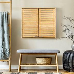 img 3 attached to HYNAWIN Adjustable Interior Bamboo 2 Tier Wall Cabinet – Ideal for Bathroom and Living Room with Double Door
