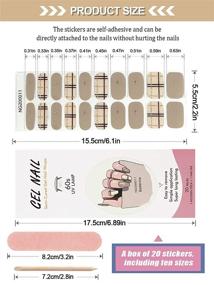 img 3 attached to 💅 Kalolary 20PCS Gray Plaid Gel Nail Polish Strips: Easy-to-apply Waterproof Adhesive Wraps with Nail File & Stick, UV/LED Lamp Required