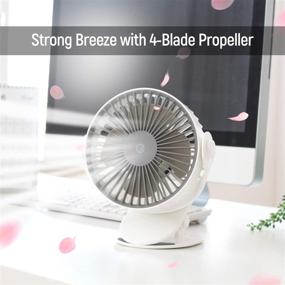 img 1 attached to 💨 Gpel Clip-on Fan: Portable USB Clip Desk Fan for Personal Cooling with Rechargeable Battery, Strong Wind, 3 Speed Levels, Timer, Breeze Mode - Darkblue