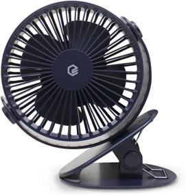 img 4 attached to 💨 Gpel Clip-on Fan: Portable USB Clip Desk Fan for Personal Cooling with Rechargeable Battery, Strong Wind, 3 Speed Levels, Timer, Breeze Mode - Darkblue