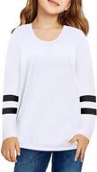 👕 ecrocoo girls color block striped tops: stylish and comfortable crewneck blouses for girls aged 4-13 years logo