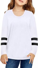 img 2 attached to 👕 Ecrocoo Girls Color Block Striped Tops: Stylish and Comfortable Crewneck Blouses for Girls aged 4-13 Years